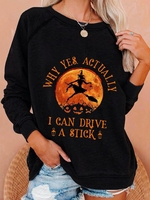 Women Casual Text Letters Autumn Micro-Elasticity Daily Loose Jersey H-Line Regular Tunic Sweatshirts