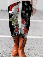 Women Casual Winter Christmas Heavyweight High Elasticity Daily Christmas Legging H-Line Leggings