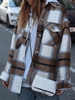 Women Casual Winter Plaid Heavyweight Loose Standard Woolen Shirt H-Line Jacket