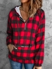 Women Casual Winter Plaid Polyester Hoodie Daily Standard Long sleeve H-Line Sweatshirts