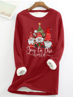 Women Casual Winter Santa Claus Regular Fit Christmas Long Sleeve Crew Neck Cotton-Blend H-Line Sweatshirts