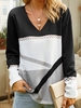 Women Color Block Autumn Casual Polyester Micro-Elasticity Long sleeve Regular H-Line Regular Sweatshirts
