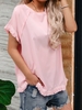 Women Cotton Solid Short Sleeve Causal Tops