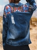 Women Ethnic Ethnic Spring/Fall Embroidery No Elasticity Daily Hot List Shawl Collar H-Line Denim Jackets