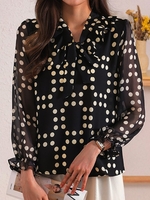 Women Floral Casual Spring/Fall Chiffon Micro-Elasticity Commuting Long sleeve Regular H-Line Shirts