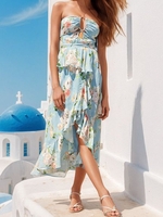 Women Floral Summer Vacation Cotton No Elasticity Daily Loose Sleeveless Regular Dresses