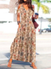 Women Floral Summer Vacation Loose Maxi Short sleeve H-Line Regular No Belt Dresses