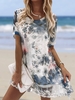 Women Floral Summer Vacation Micro-Elasticity Daily Loose Jersey Short sleeve Regular Dresses