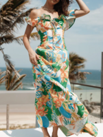 Women Floral Summer Vacation Natural Loose Maxi A-Line Regular No Dresses