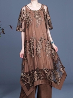 Women Floral Summer Vacation Natural No Elasticity Vacation A-Line Regular No Dresses