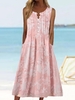 Women Floral Summer Vacation Polyester High Waist Daily Long Best Sell Sleeveless Dresses