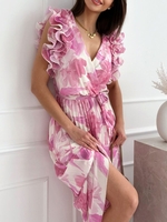 Women Floral Summer Vacation V neck Daily Loose Maxi A-Line Regular Dresses