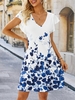 Women Floral Summer Vacation V neck Natural Lightweight No Elasticity Crop Vacation Dresses