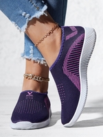 Women Geometric Casual All Season Slip On Flat Heel Round Toe Fabric Slip On EVA Sneakers