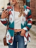 Women Geometric Casual Spring/Fall Natural Vacation Loose Long Sleeve Mid-long Regular Jacket 