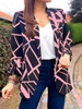 Women Geometric Casual Spring/Fall Polyester Natural No Elasticity Daily Long Sleeve Regular Blazers