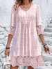 Women Geometric Casual Spring/Fall Polyester V neck Natural Daily Short H-Line Dresses