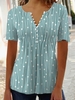 Women Geometric Casual Summer Micro-Elasticity Daily Jersey Standard Short sleeve A-Line Shirts