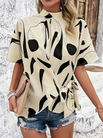 Women Geometric Casual Summer Polyester No Elasticity Daily Short Sleeve Regular H-Line Shirts