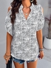 Women Geometric Casual Summer V neck Daily Loose Regular H-Line Regular Shirts