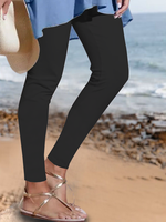 Women Plain All Season Simple Natural High Elasticity Regular Fit Jersey Regular SD Leggings