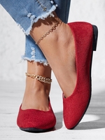 Women Plain All Season Simple Velvet Flat Heel Round Toe Standard Rubber Shallow Shoes Shallow Shoes