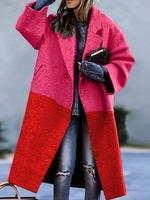 Women Plain Casual Winter Natural Daily Loose Shawl Collar Woolen H-Line Coats