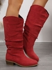 Women Plain Simple Autumn Ruched Daily Rubber Slip On Non-Slip Straight Boots Boots