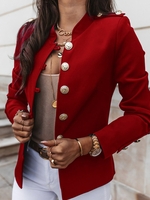 Women Plain Spring/Fall Elegant Natural Commuting Regular Fit S-Line Regular Pocket Stitching Blazers