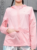 Women Plain Spring/Fall Sports Hoodie Nylon Lightweight Regular Hooded H-Line Trench Coats