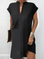 Women Plain Summer Elegant Polyester Natural Daily Short sleeve H-Line Regular Dresses