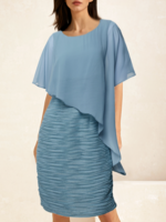 Women Plain Summer Party Party Short Sleeve Crew Neck H-Line Regular No Dresses