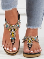 Women Plain Summer Vacation Vacation Flat Heel Flip-flops PU Pu Thong Sandals Sandals