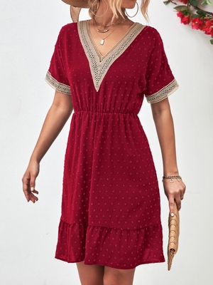 Women Polka Dots Casual Summer
Daily Regular Fit Short Short
Sleeve A-Line No Dresses