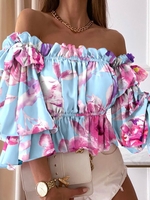 Women Polka Dots Casual Summer Polyester No Elasticity Daily Regular Fit Boat Neck Regular Shirts