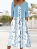Women Spring/Fall Elegant Floral Pattern Natural Daily Regular Fit Crew Neck X-Line Medium Elasticity Two-Piece Sets