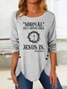 Women Spring/Fall Simple Letter Pattern Jersey Pullover Long sleeve Regular A-Line Regular T-shirts