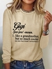 Women Spring/Fall Simple Text Letters Micro-Elasticity Regular Fit Long Sleeve Crew Neck Cotton-Blend H-Line Shirts