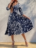 Women Spring/Fall Vacation Floral Pattern Maxi Pullover Fit Regular VAC No Dresses