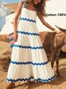 Women Striped Boho Summer Cotton Spaghetti Vacation Loose Regular No Dresses