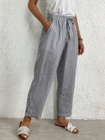 Women Striped Casual All Season Cotton No Elasticity Daily Long Regular CC Pants