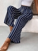 Women Striped Casual All Season Natural Loose Standard H-Line Regular EC Pants