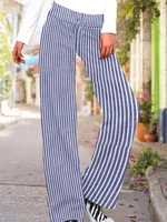 Women Striped Casual All Season Polyester Lace-up Loose Best Sell Straight pants Long Sweatpants & Joggers
