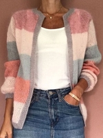 Women Striped Casual Spring/Fall Daily Best Sell Long Sleeve Regular Regular Medium Elasticity Cardigans