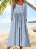 Women Striped Casual Spring/Fall Natural Midi T-Shirt Dress A-Line Regular No Dresses