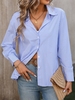 Women Striped Casual Spring/Fall No Elasticity Commuting Loose Long Sleeve Regular Shirt Collar Blouses