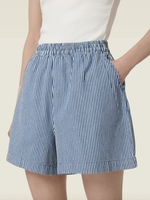 Women Striped Casual Summer Cotton Natural No Elasticity Daily Shorts H-Line Shorts