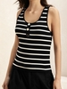 Women Striped Casual Summer Natural High Elasticity Regular Fit Sleeveless Regular H-Line Tank Tops