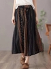 Women Striped Casual Summer Polyester Natural No Elasticity Loose Midi Regular Skirts