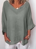Women Thin Summer Linen Plus Size Casual Long Sleeve Solid Shirts